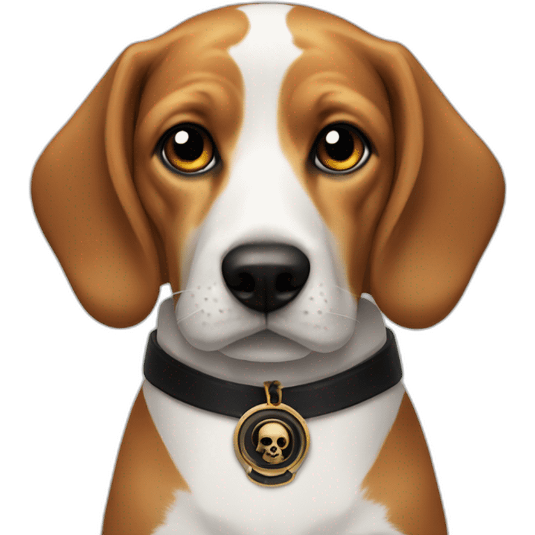 beagle with black collar and dark skull medallion  emoji