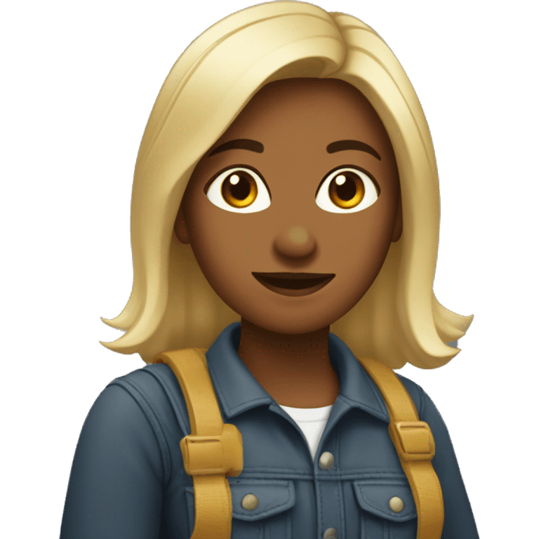 mujer joven carpintera pelo negro emoji