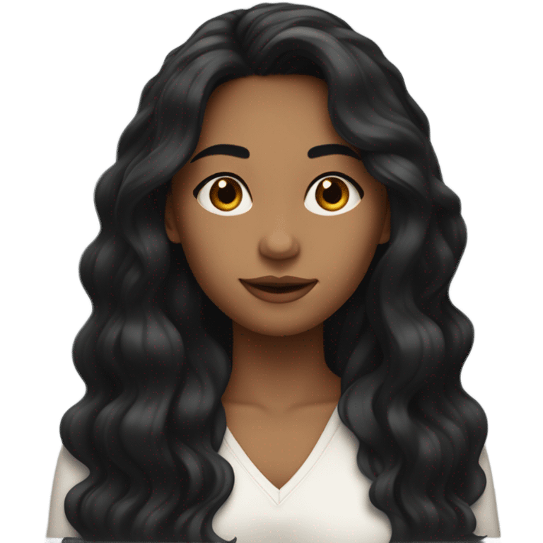 A young woman with fair skin and long, wavy black hair. emoji