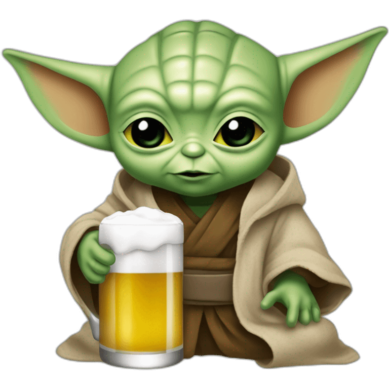 Bébé yoda qui boit une bière emoji