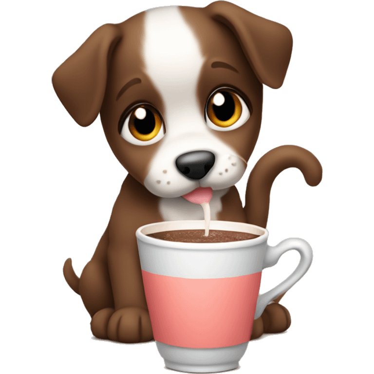 Puppy drinking hot chocolate  emoji