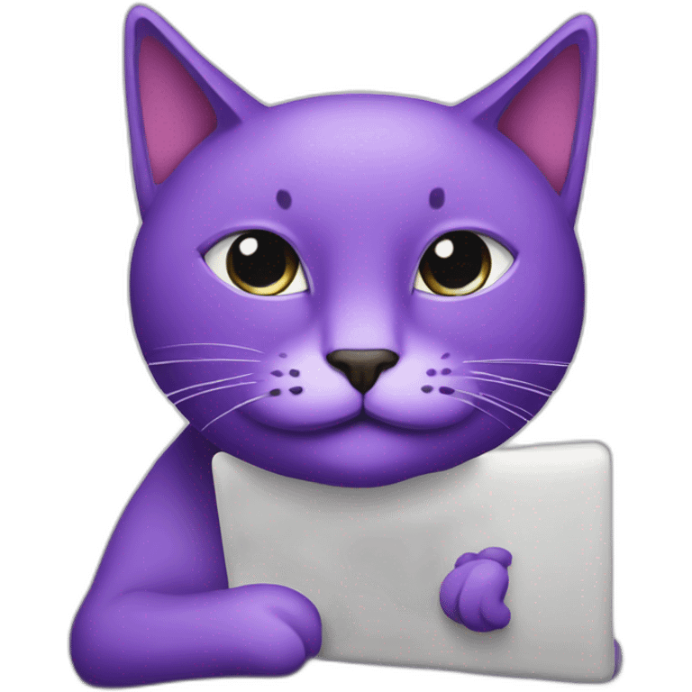 purple-cat-do-workd-on-lapto emoji