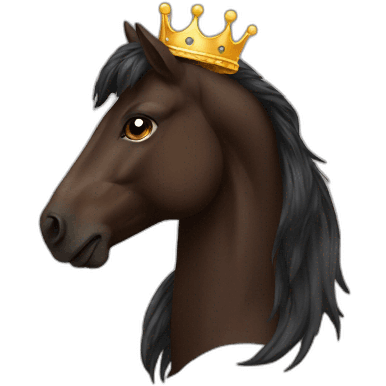 darks brown horse very proud with a crown emoji