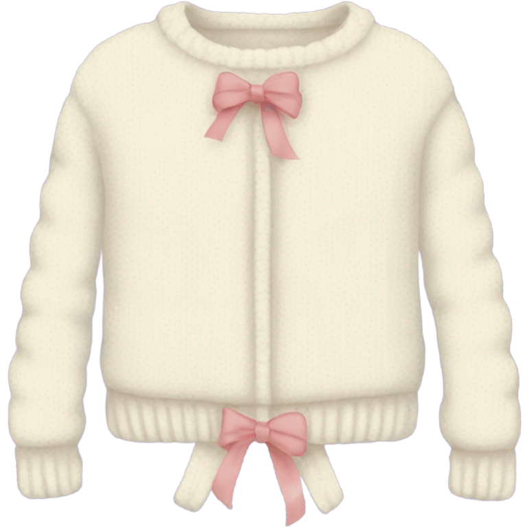 Soft white cute sweater with ribbon emoji