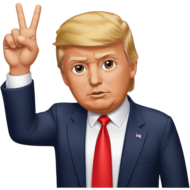 Donald  Trump shows victory with one hand hyperrealistic emoji