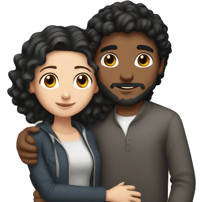 Arab guy with black curls hugging white girl with brown hair emoji