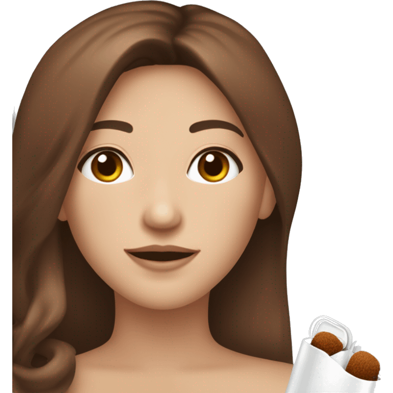 una ragazza con gli occhi marroni e i capelli marroni che fuma l’iqos  emoji