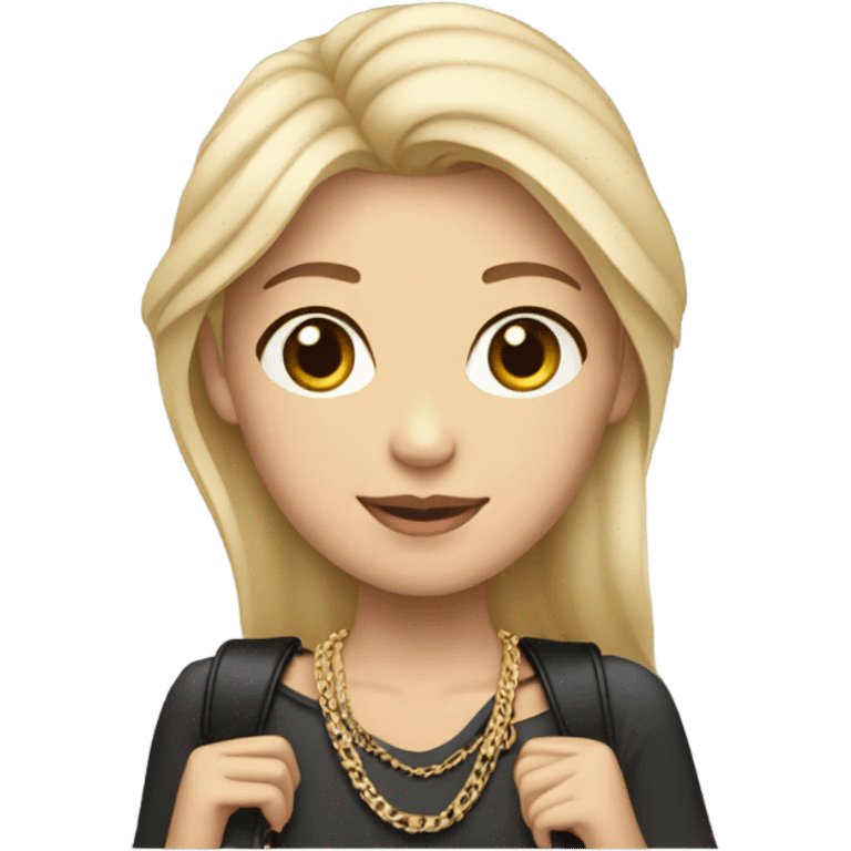 Blonde Chanel Asian Girl with Birkin bag and Chanel necklace emoji