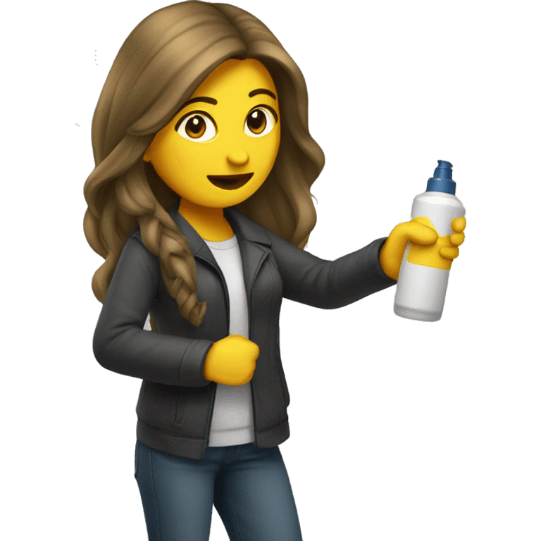 Long haired Woman spraying spray outward emoji