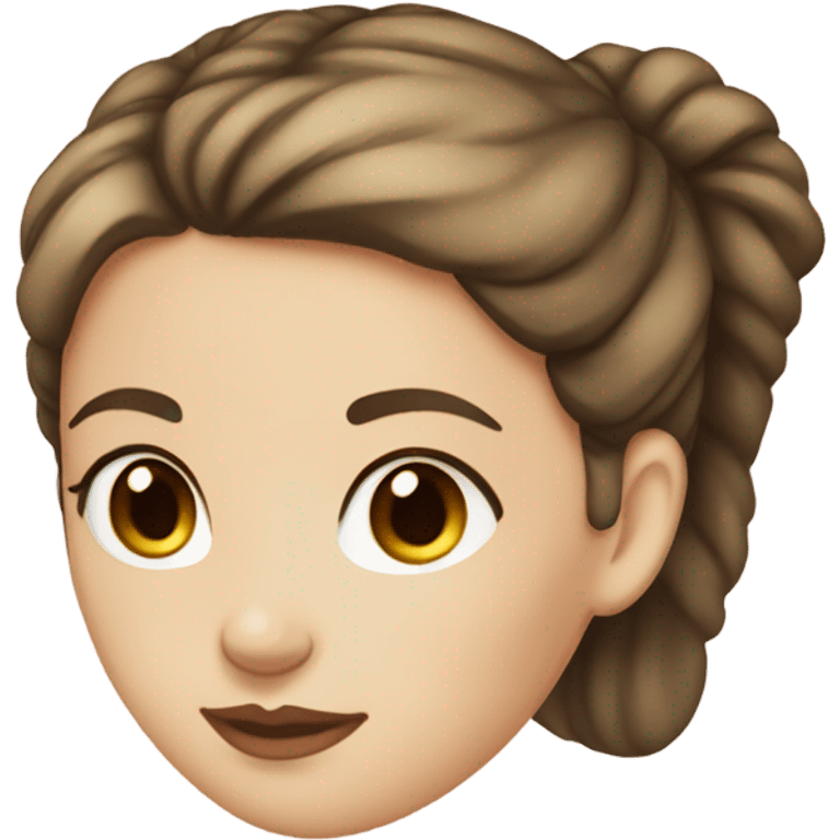 portright of girl with brown hair in bun brown eyes and white skin emoji