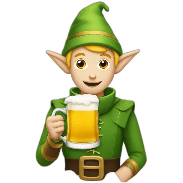 Elf drinking beer emoji