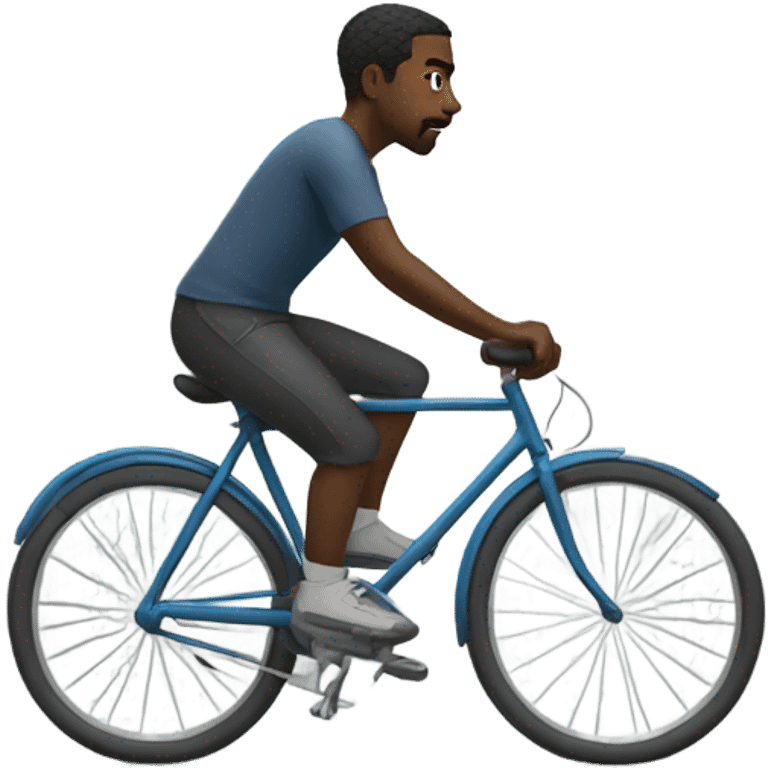 Black man riding bicycle on a misty day  emoji