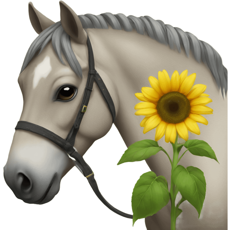 Horse holding sunflower  emoji