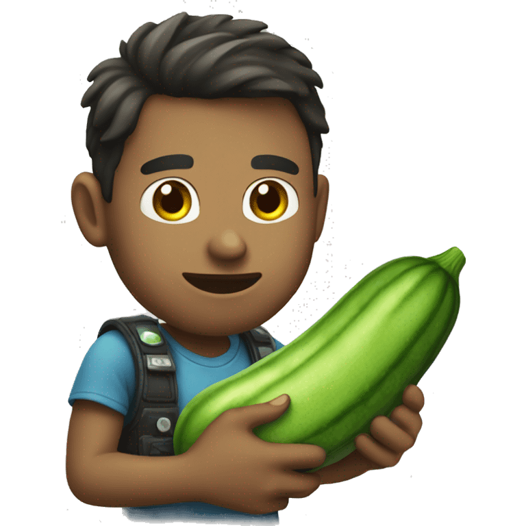 gamer holding a cucumber emoji