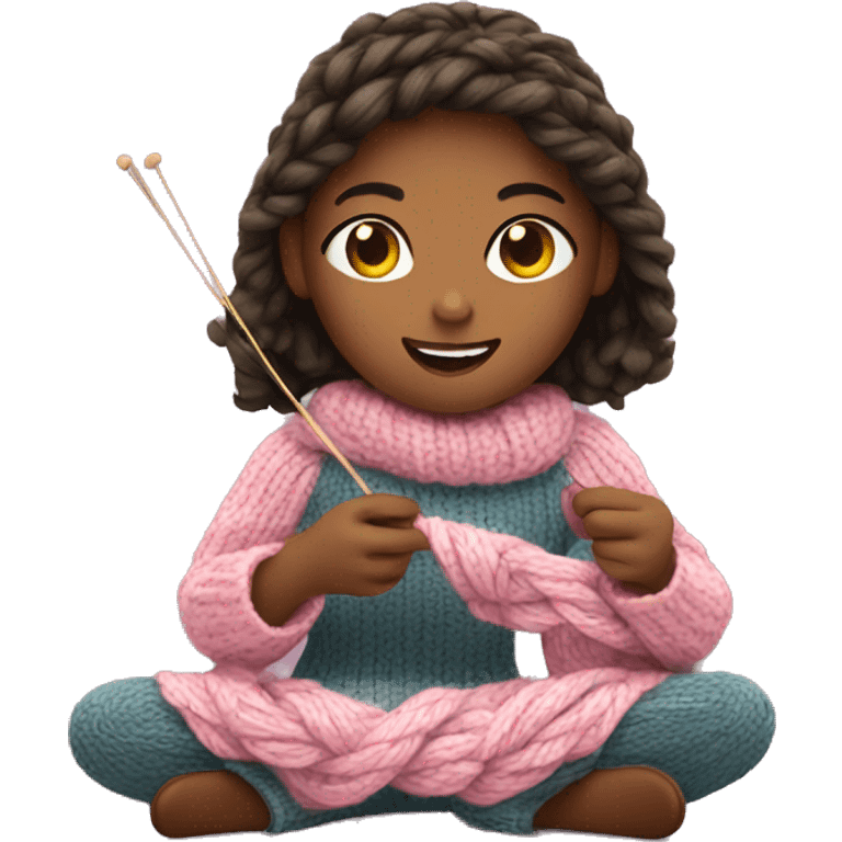 Girl knitting  emoji