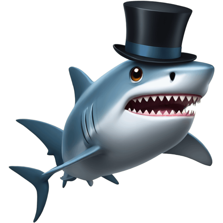 Shark with a top hat emoji