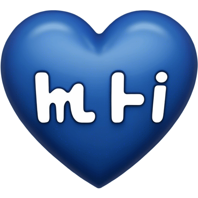 Dark blue heart with the words hi in the middle  emoji