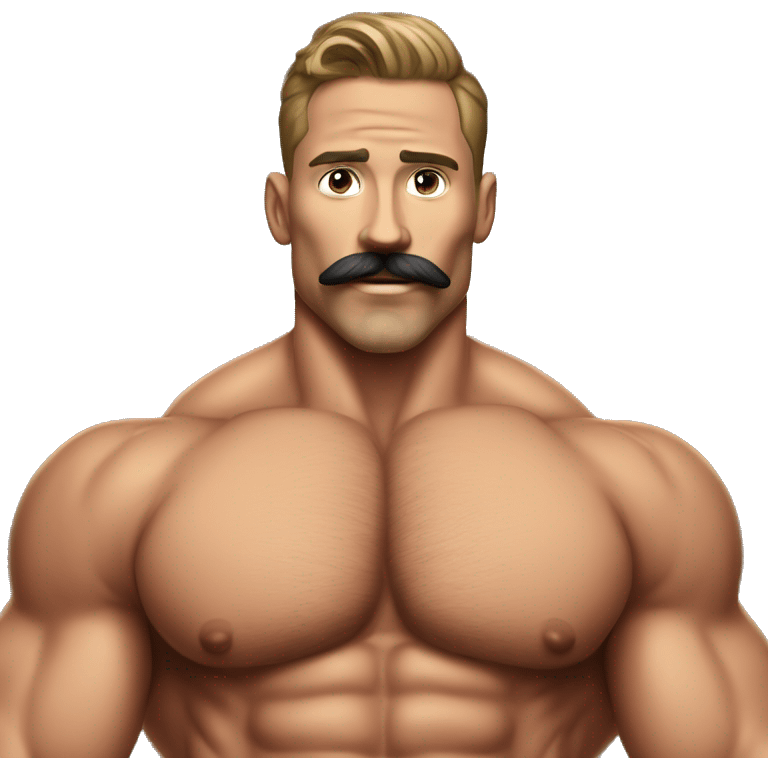 gay bodybuilder with mustache in jockstrap realistic emoji