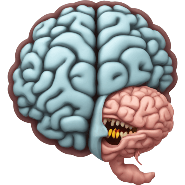 A human brain with a worm coming out of it emoji