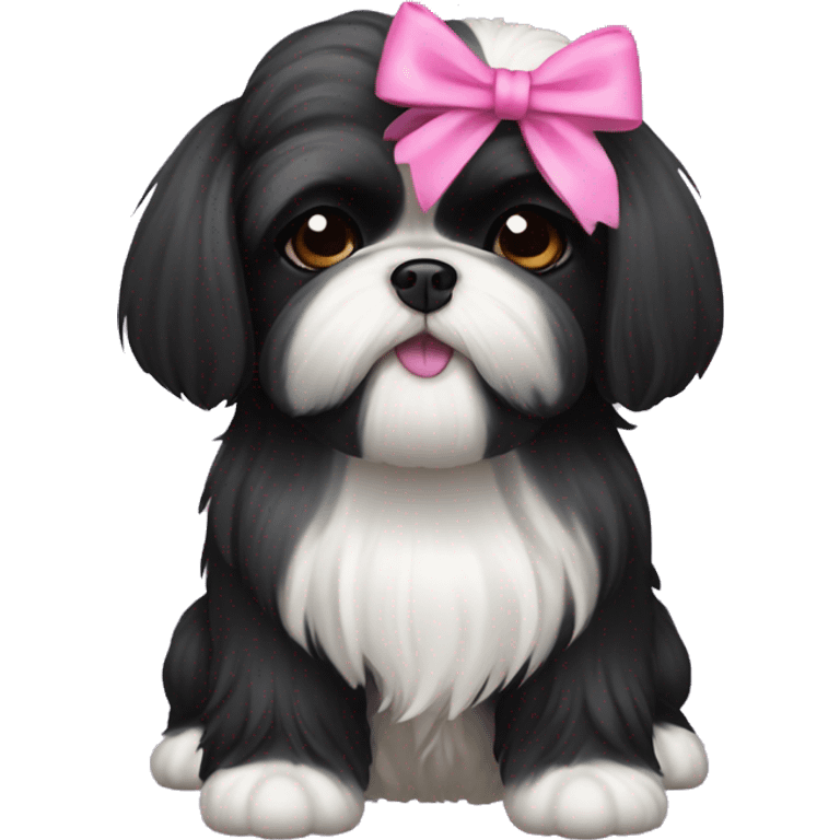 black shih-tzu dog with pink bow emoji