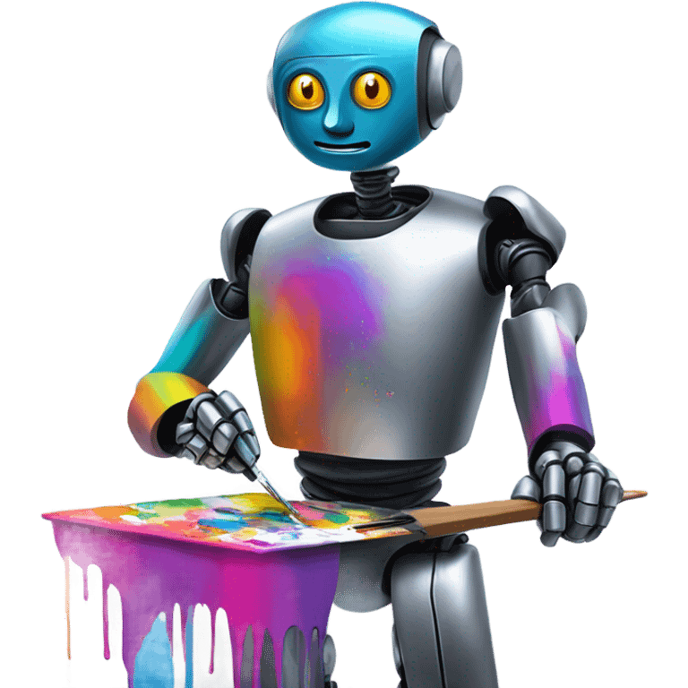 robot paints emoji