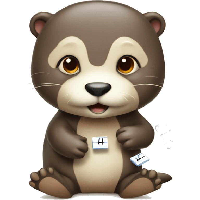 cute otter solving math equation emoji