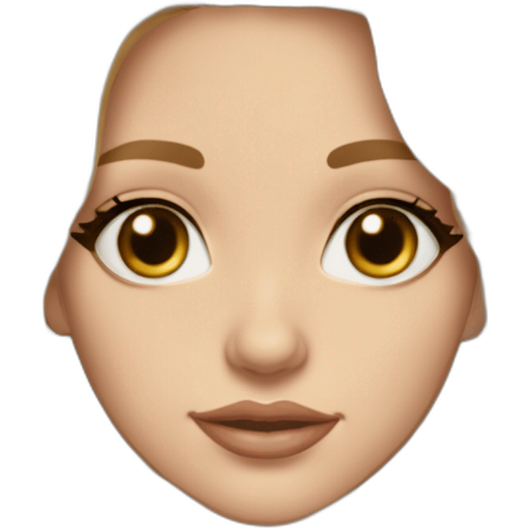 Young adult female white medium skin tone, hazel big eyes, Italian nose, lip gloss, peach blush, mascara, gold earrings, dirty blonde wavy long hair emoji