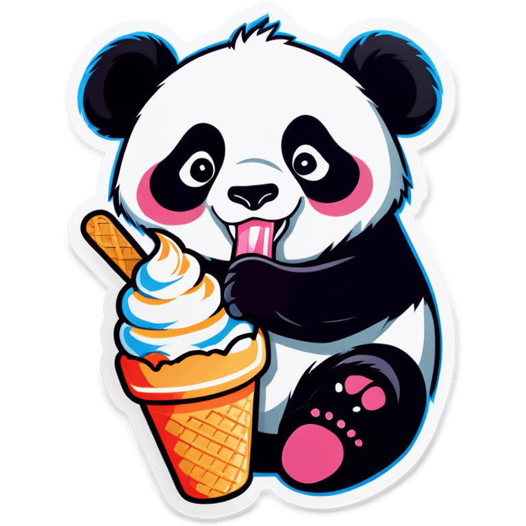 Panda eating ice cream emoji