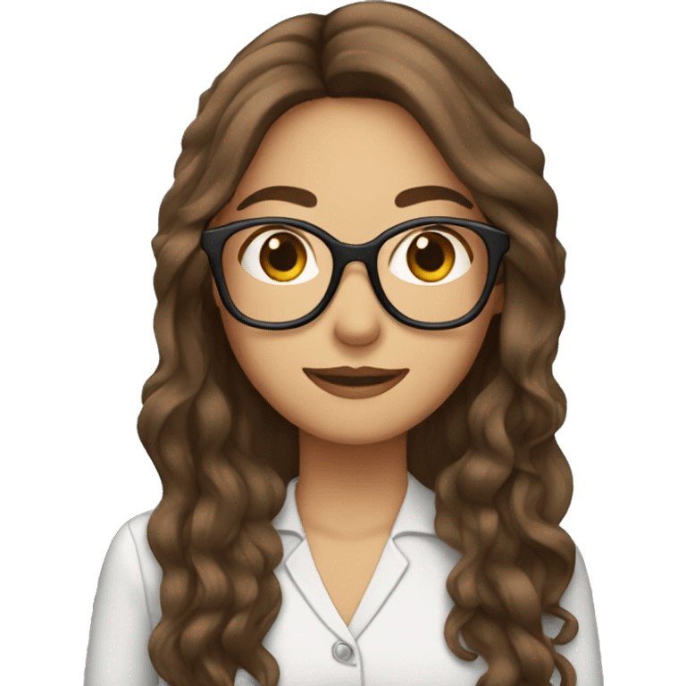 teacher with long brown hair  wearing a clip in her hair and glasses emoji