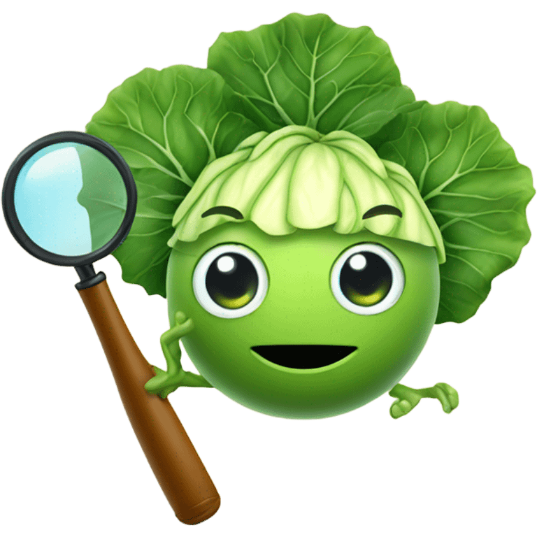 smiling cabbage hold magnifying glass emoji