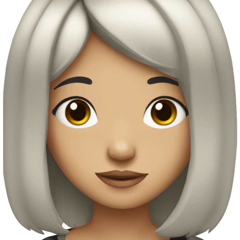 Cute girl with black hair and bangs  emoji