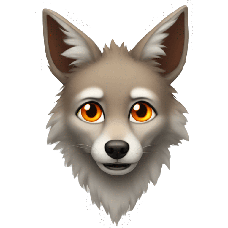 furry male jackal, orange eyes, dark orange ears, white fluffy tail emoji