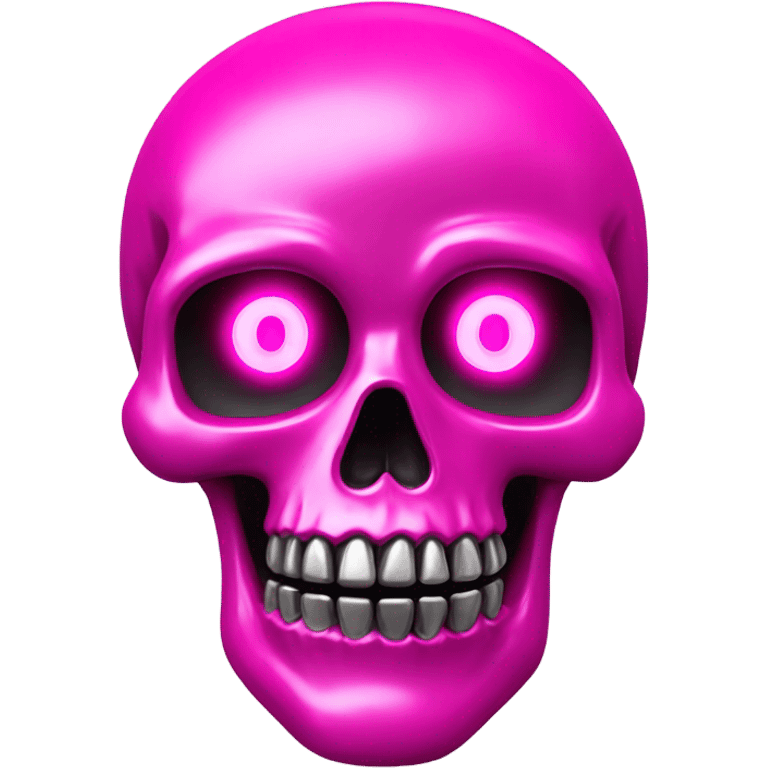 Chrome neon pink skull emoji