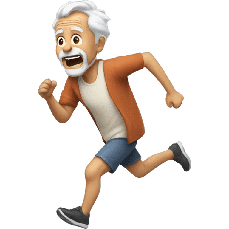 An old man runs straight emoji