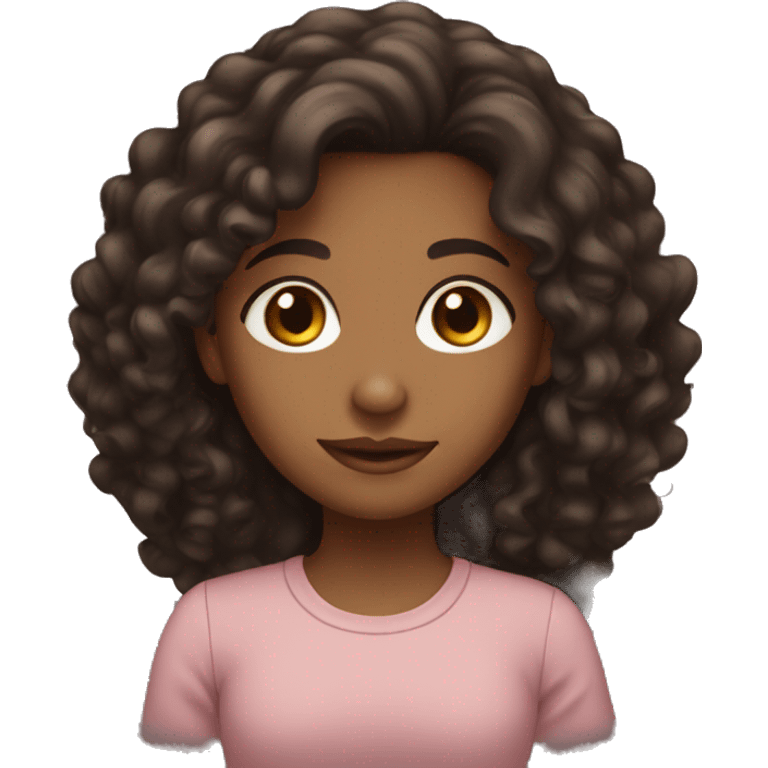 brown girl with long dark curly hair emoji