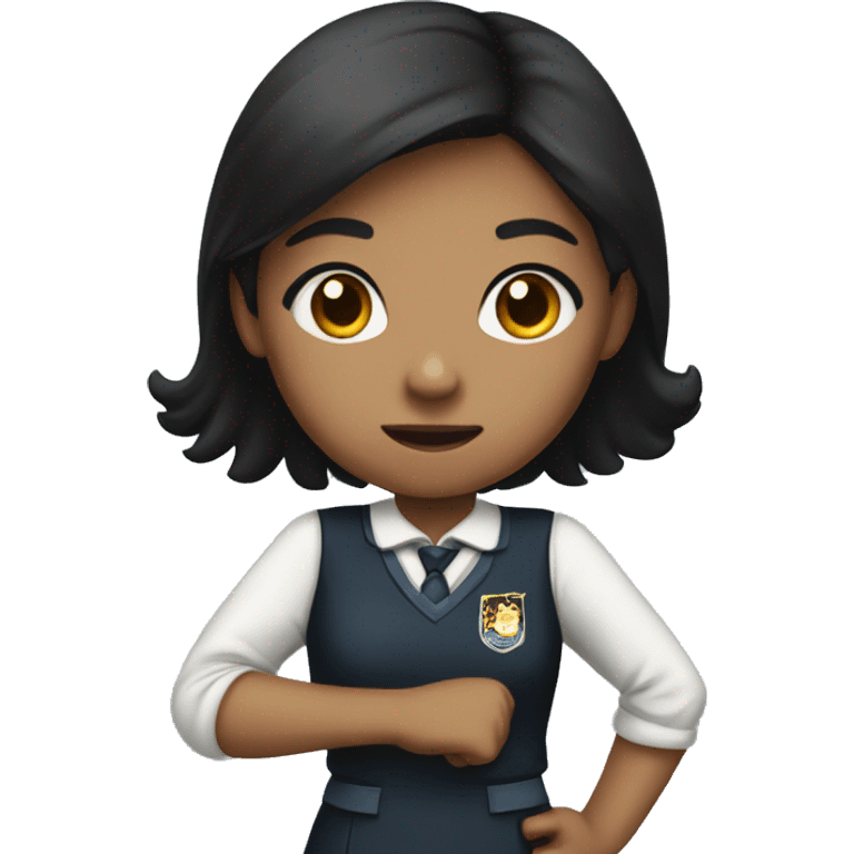 "An emoji of a black-haired girl in a school uniform, with her fist raised as if she's about to punch."






 emoji