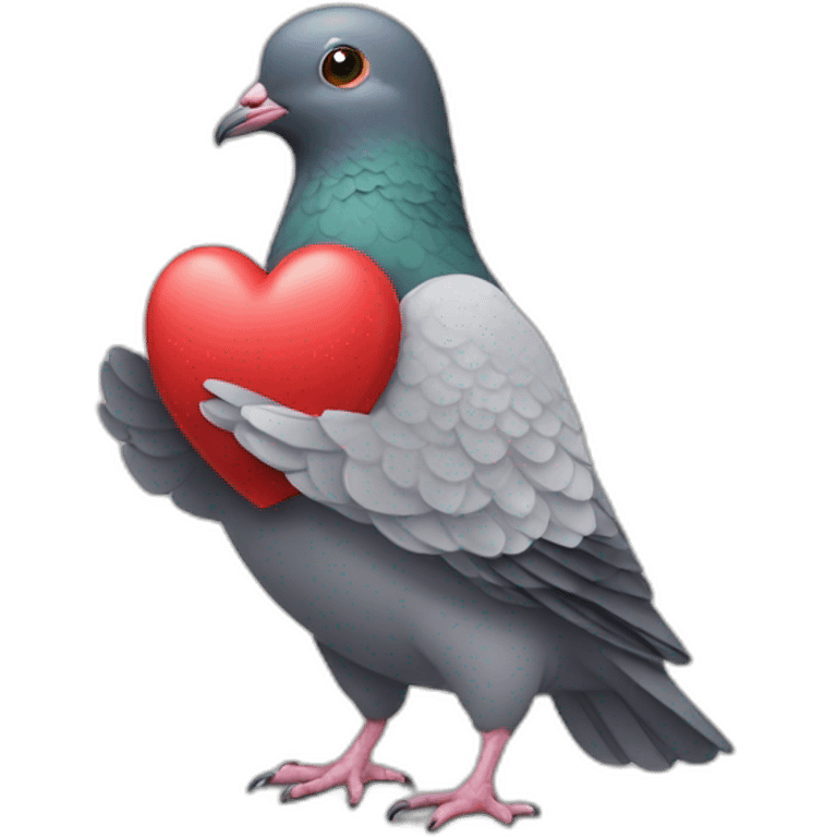 Pigeon holding a heart emoji