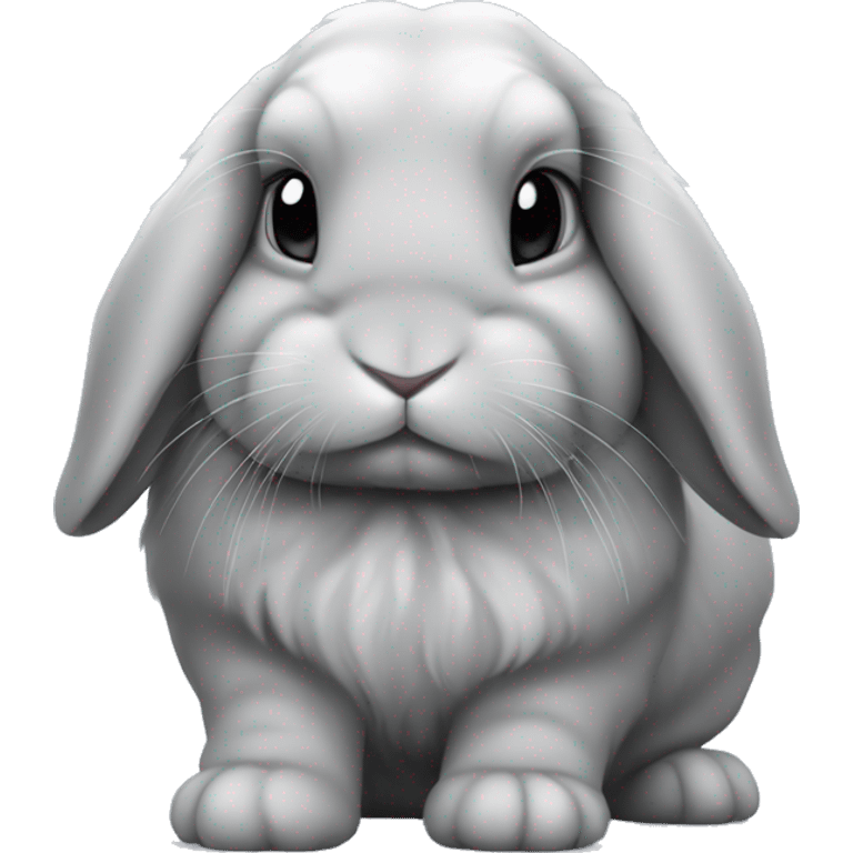 gray mini holland lop bunny emoji