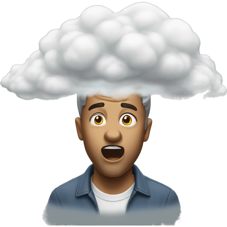 man who drops it came out of his mouth with a cloud above it that symbolizes a thought emoji