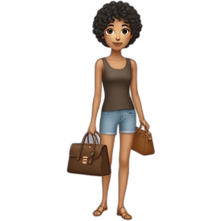 Skinny latino with short curly hair carrying an Hermes Birking bag emoji