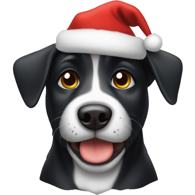 black dog with christmas hat emoji