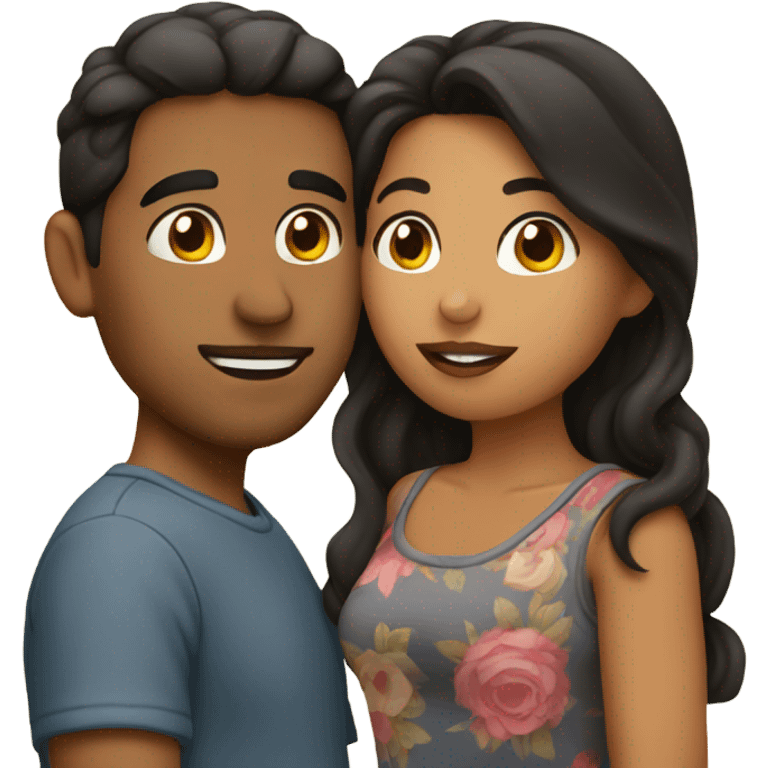 Hispanic couple kissing emoji