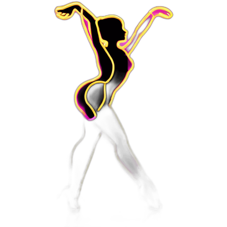 Moderately realistic Sexy silhouette dancer neon sign wiggle emoji