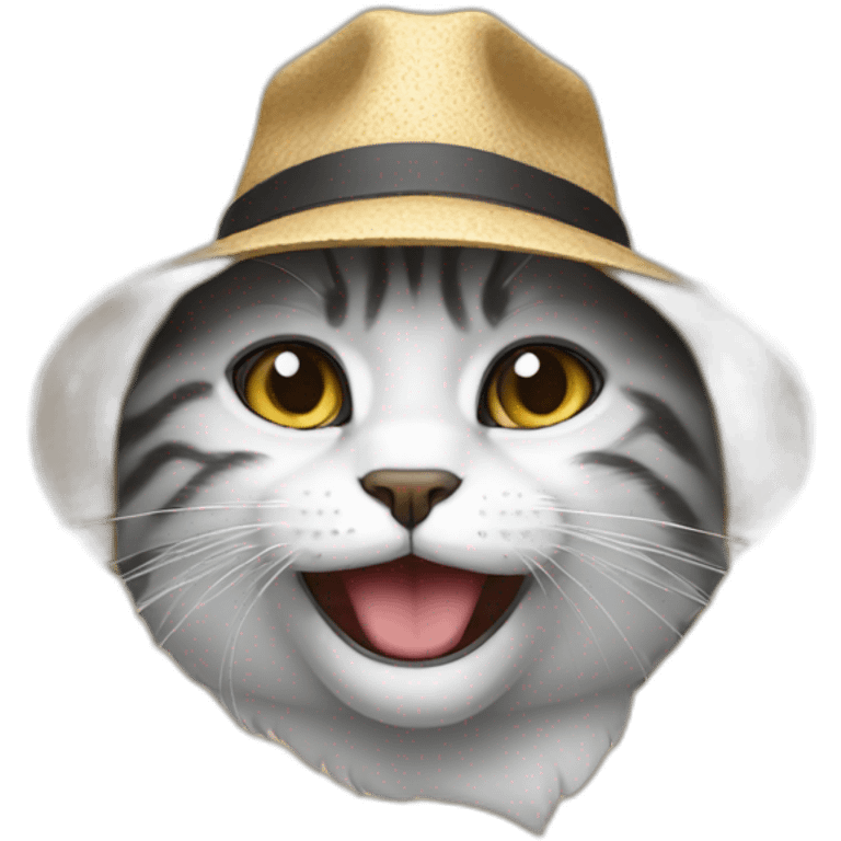 A cat crying whit a hat  emoji