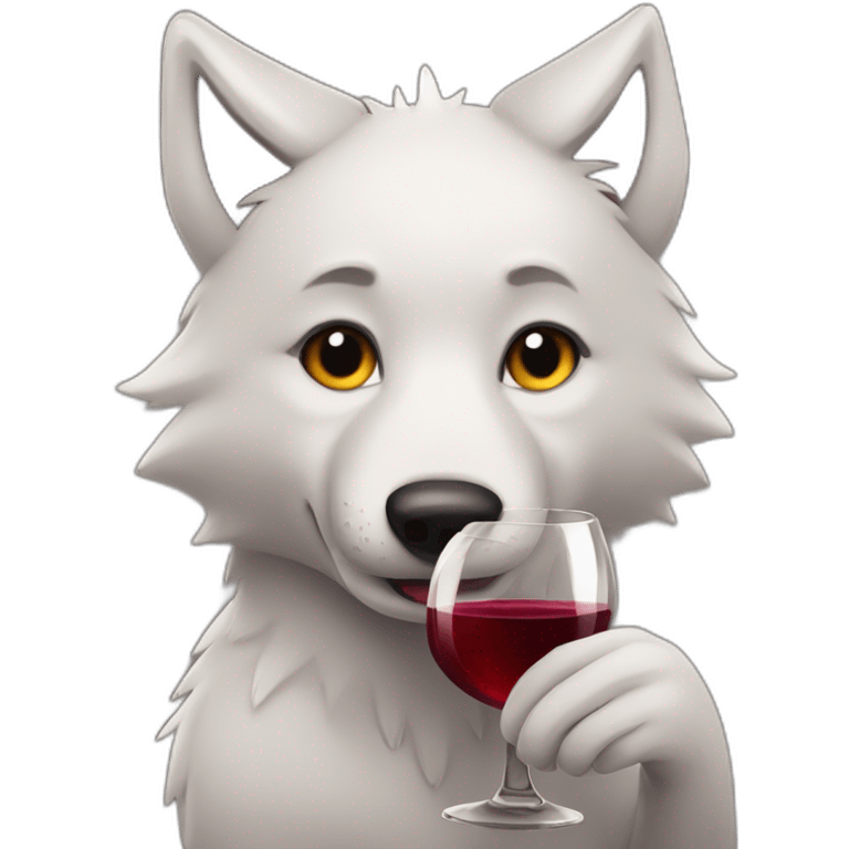 cute wolf drinking red wine emoji