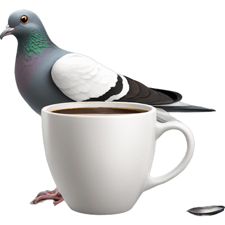 Pigeon drinking coffee emoji