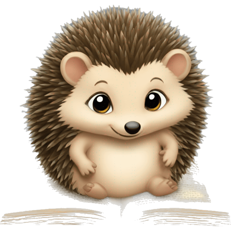 a baby hedgehog reading a book emoji