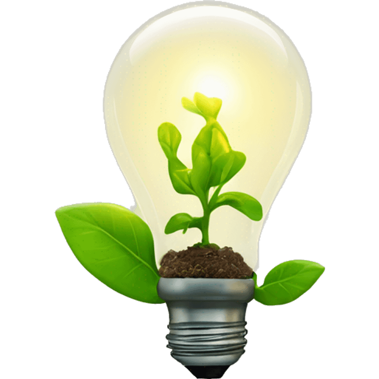 a plant sprout inside a glowing idea lightbulb emoji