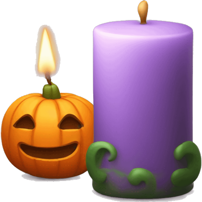 Candle with pumpkin emoji