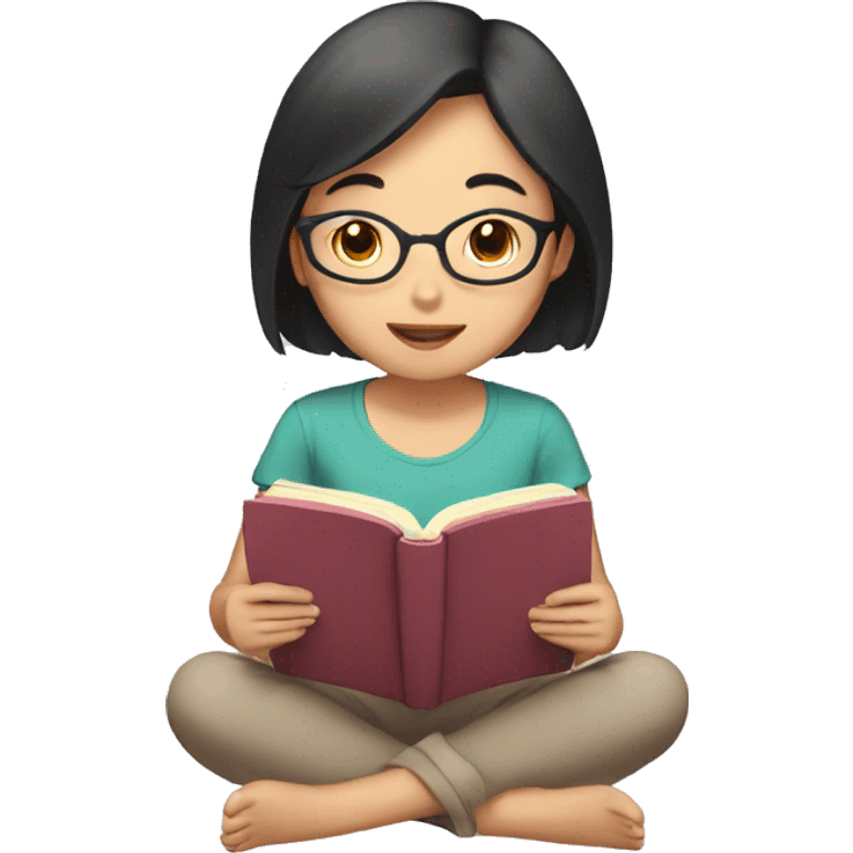 Asian girl reading a book emoji